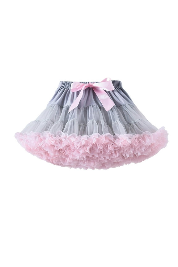Tutus For Girls Skirts Layered Elastic Puffy Petticoat Ballet Dance Bow Mini Mesh Ball Gown Skirt Toddlers Kids Sweet Skirt
