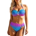 thumbnail image 1 of DHFJKG Two Piece Swimsuits Women Bikini Set Side Tie Halter Top High Waist Briefs Bottoms Leopard Print Summer Trendy Beachwear, 1 of 5