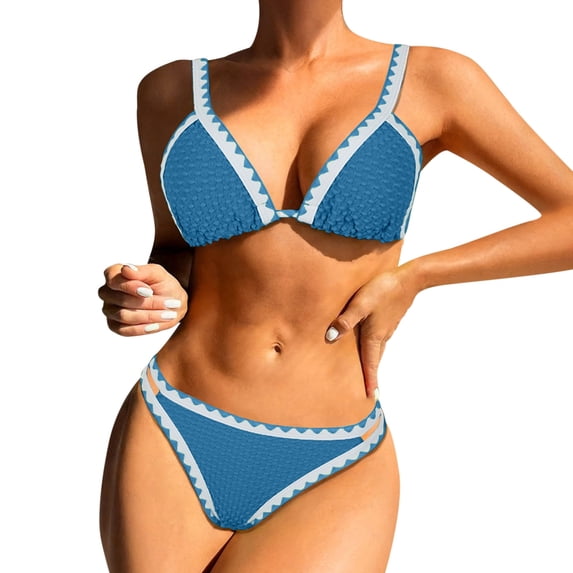 DHFJKG Two Piece Swimsuits Women Color Block Bikini Set High Waist Bottom Beach Pool Party Summer Fashion Swimwear Trendy Beachwear