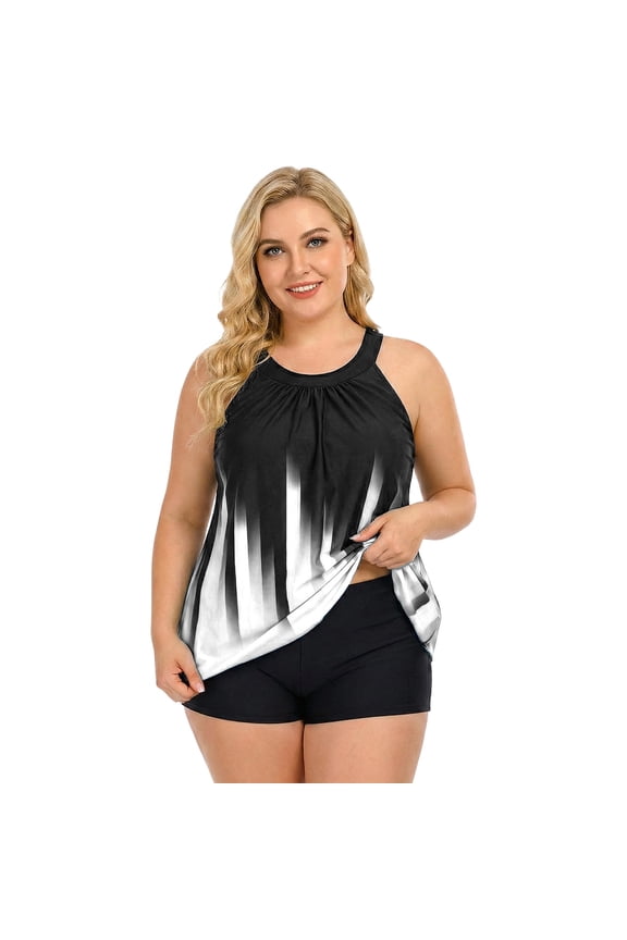 Two Piece Swimwear Women Plus Size Tankini Swimsuits Full Coverage Tankini Top With Shorts Bottom Bathing Suit Versatile Beachwear
