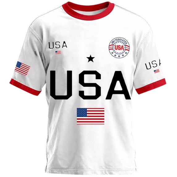 DHFJKG USA Shirts For Men Short Sleeve T Shirt Casual Crew Neck US National Flag Top America's 250Th Anniversary 4Th Of July Tshirts