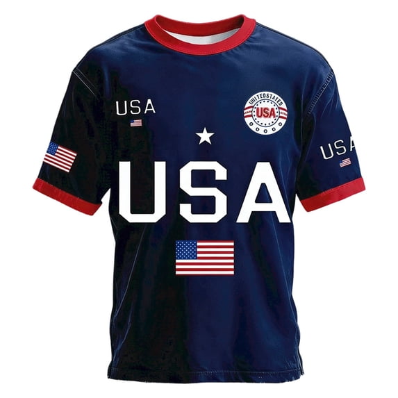 DHFJKG USA Shirts For Men Short Sleeve T Shirt Casual Crew Neck US National Flag Top America's 250Th Anniversary 4Th Of July Tshirts
