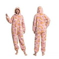 thumbnail image 1 of DHFJKG Unisex Adult Fuzzy Onesie Hoodie Jumpsuits Pajamas Loungewear Flannel Printed Zipper One Piece With Hood For Night Party Comfort Homewear, 1 of 6