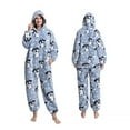 thumbnail image 1 of DHFJKG Unisex Adult Fuzzy Onesie Hoodie Jumpsuits Pajamas Loungewear Flannel Printed Zipper One Piece With Hood For Night Party Cozy Homewear, 1 of 7