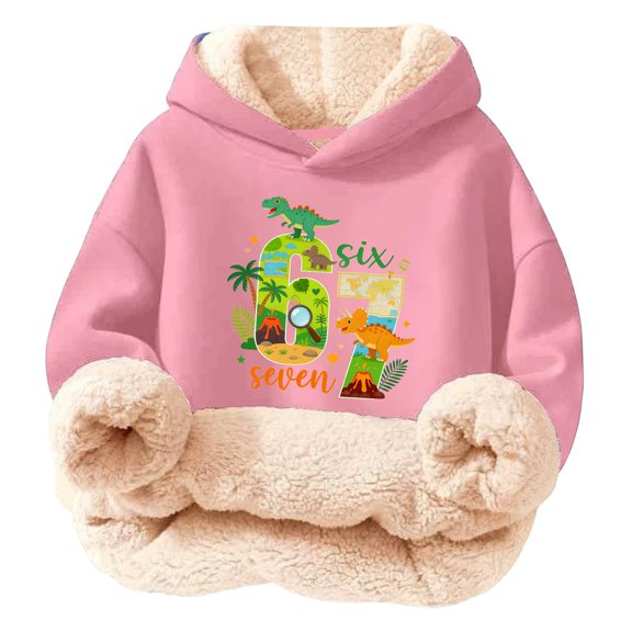 DHFJKG Unisex Boys Girls Warm Hoodies 67 Shirt Fuzzy Lining Cartoon Print Long Sleeve Soft Insulated Pullover Kids Teens Sweatshirt Trendy Tops