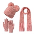 thumbnail image 1 of DHFJKG Unisex Child Kids Beanie Scarf Gloves Set Winter Warmer Knit Double Fuzzy Pom Hats Tassels Scarf Mitten Sets For Kids 3-12 Years Old Cozy Soft Insulated 3 Piece Set, 1 of 5