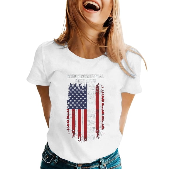 DHFJKG United States 250 Years T Shirts For Women Short Sleeve 1776 2026 Crew Neck Top For Celebrate America's 250Th Anniversary