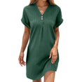 thumbnail image 1 of DHFJKG V Neck Tshirt Dresses For Women Short Sleeve Lightweight Summer Loose Fit Solid Color Mini Dress Casual Daily Wear Versatile Dresses, 1 of 5