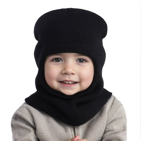 DHFJKG Warm Baby Beanie Girls Boys Solid Color Ears Hooded Scarf Knit Stocking Cap Lovely Hats