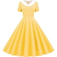 thumbnail image 1 of DHFJKG Wedding Guest Dresses For Women 90S Retro Polka Dot Flowy Swing A-Line Midi Dress Casual Summer Short Sleeve Peter Pan Collar Versatile Dresses, 1 of 4