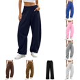thumbnail image 1 of DHFJKG Wide Leg Pants For Women Baggy Joggers Elastic Waist Oversized Athletic Trousers With Pockets, 1 of 5