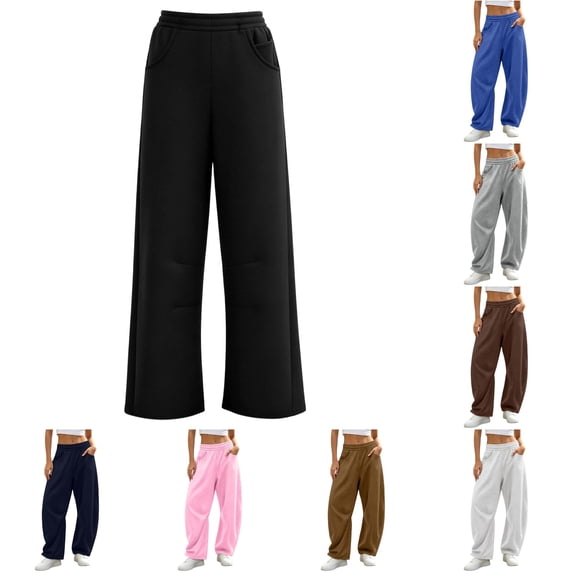 DHFJKG Wide Leg Pants For Women Baggy Joggers Elastic Waist Oversized Athletic Trousers With Pockets