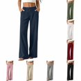 thumbnail image 1 of DHFJKG Wide Leg Pants For Women Corduroy Palazzo Workwear Elastic Waistband Long Pants Fall Clothes, 1 of 7