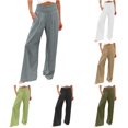 thumbnail image 1 of DHFJKG Wide Leg Pants For Women High Smocked Waist Flowy Palazzo Pants With Pockets Casual Summer Clothes, 1 of 5