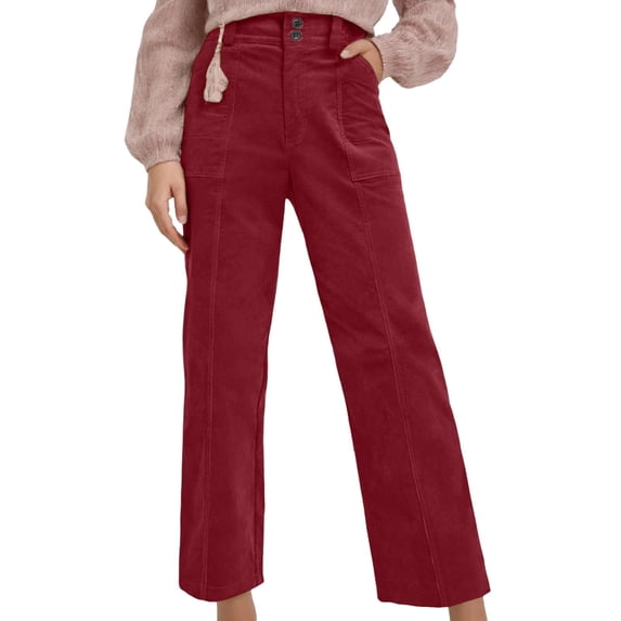 DHFJKG Wide Leg Pants For Women Office Lady Straight Leg Solid Color Business Work Pants With Pockets Leisure Trousers
