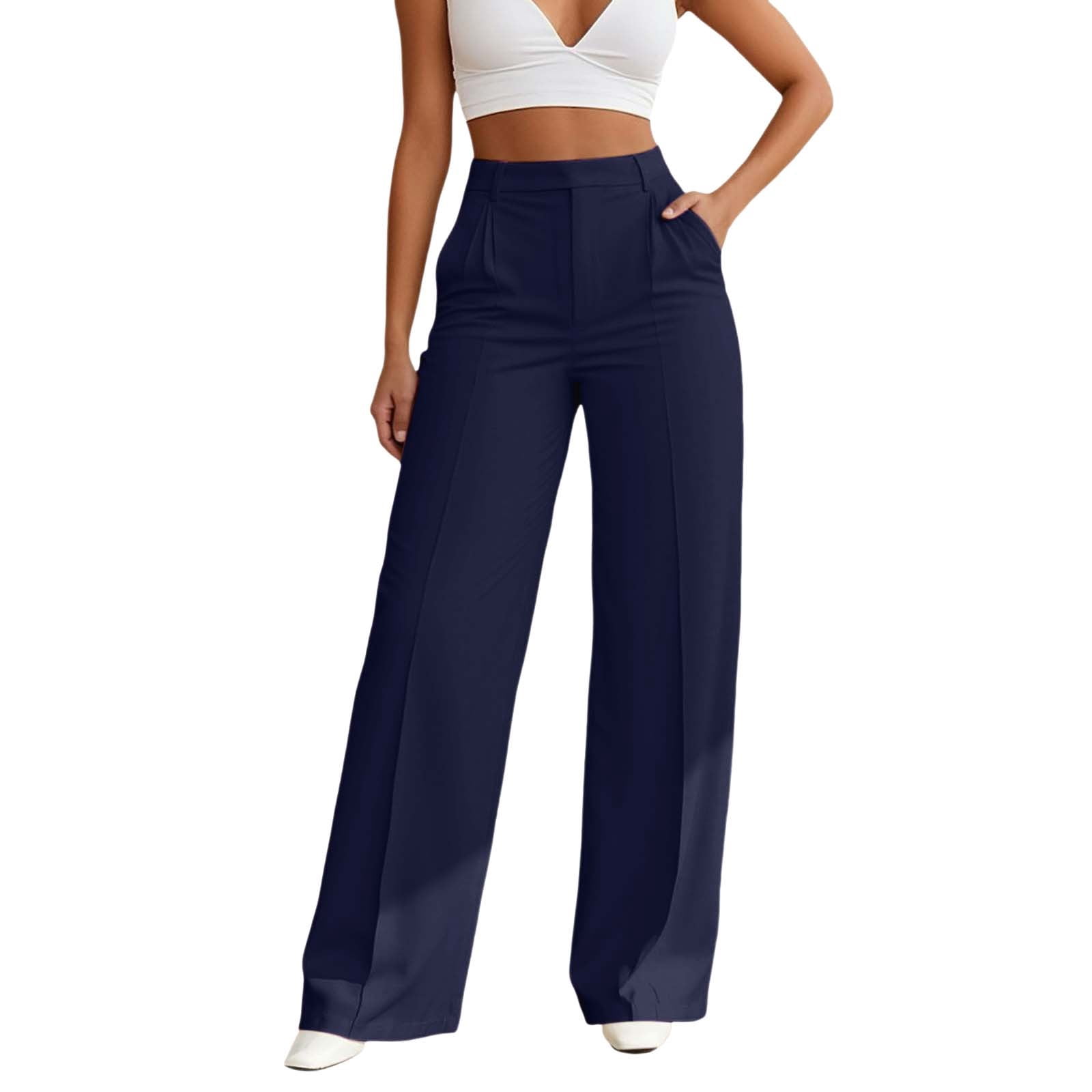 DHFJKG Wide Leg Suit Pants For Women Office Lady Straight Leg