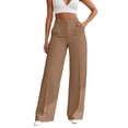 thumbnail image 1 of DHFJKG Wide Leg Suit Pants For Women Office Lady Straight Leg Solid Color Business Work Pants With Pockets Trendy Trousers, 1 of 5