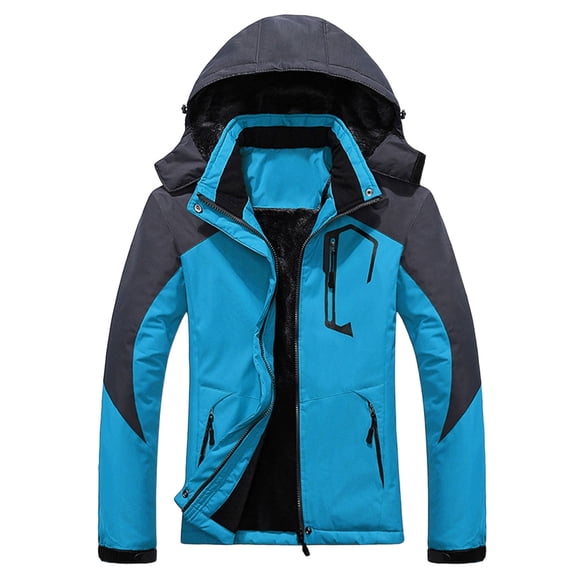 DHFJKG Windbreaker Jacket Women Fuzzy Lining Secure Pockets Zipper Coat With Detachable Hood Winter Outdoor Hiking Climbing Classic Outerwear
