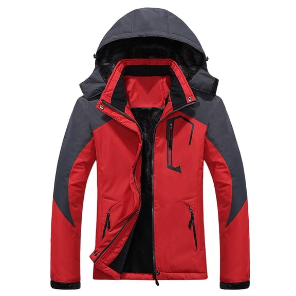 DHFJKG Windbreaker Jacket Women Fuzzy Lining Secure Pockets Zipper Coat With Detachable Hood Winter Outdoor Hiking Climbing Soft Outerwear