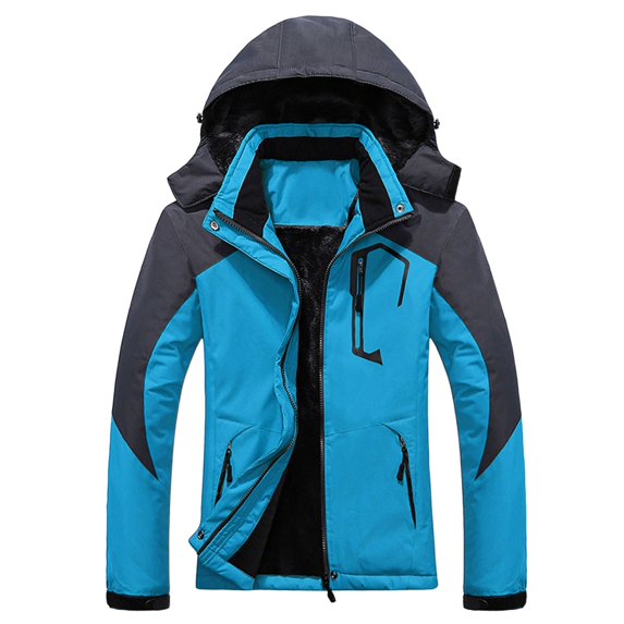 DHFJKG Windbreaker Jacket Women Fuzzy Lining Secure Pockets Zipper Coat With Detachable Hood Winter Outdoor Hiking Climbing Versatile Outerwear