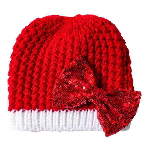 DHFJKG Winter Baby Christmas Bowknot Beanie For Boys Girls Warm Yarn Infant Stocking Cap For Holiday Newborn Xmas Soft Hats