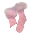 thumbnail image 1 of DHFJKG Winter Crew Socks For Women Fuzzy Trim Solid Color Boot Socks Warm Thermal Cozy Stockings, 1 of 6