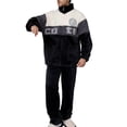 thumbnail image 1 of DHFJKG Winter Fluffy Pajama Set For Men Thickened Thermal Loungewear Long Sleeve Stand Collar Zipper Outwear Loose Fit Pants PJ 2 Piece Set Cozy Homewear, 1 of 5