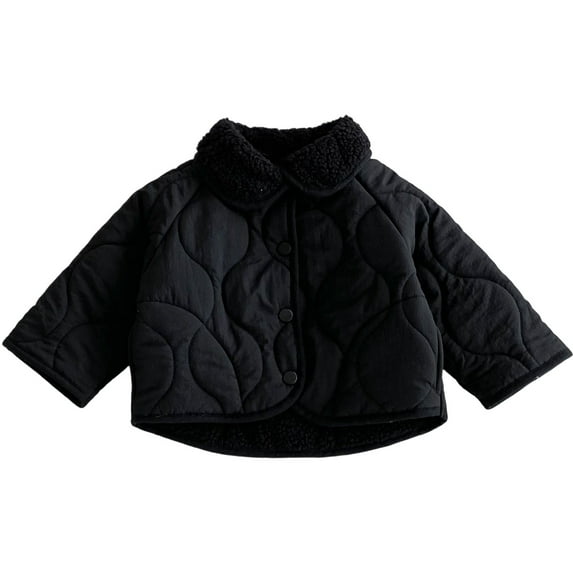DHFJKG Winter Kids Jacket Cozy Warm Style Outerwear For Girls Boys Soft Lined Coat With Thick Padding Windproof Casual Daily Wear For 9M-8Y Long Sleeve Turndown Collar Comfort OutWear