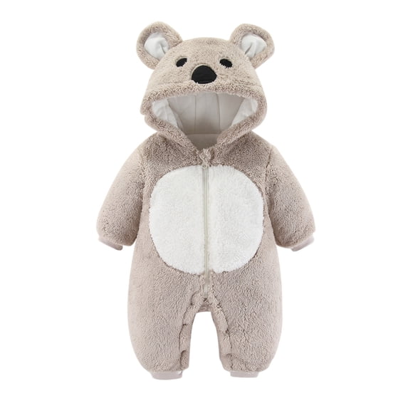 DHFJKG Winter Kids Snowsuits Animals Onesie Ears Hooded Fluffy Long Sleeve Zipper Jumpsuits Thickened Cozy One-Pieces
