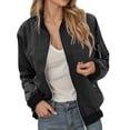 thumbnail image 1 of DHFJKG Women Cargo Jacket Solid Color Zipper Lightweight Casual Jacket With Zip Up Pockets Trendy Coat, 1 of 4