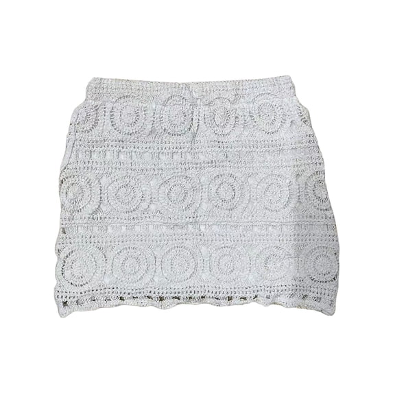 DHFJKG Women Crochet Mini Skirt Hallow Out Bohemian Style Floral Embroidery Skirts Beach Vacation Bodycon Stylish Skirt
