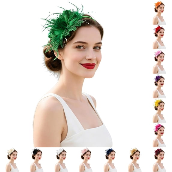 DHFJKG Women Flower Headband, Beaded Lace Tea Party Headpiece, Hair Accessory For Wedding Halloween