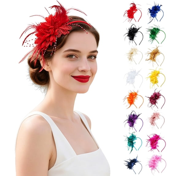 DHFJKG Women Flower Headband, Beaded Lace Tea Party Headpiece, Hair Accessory For Wedding Halloween