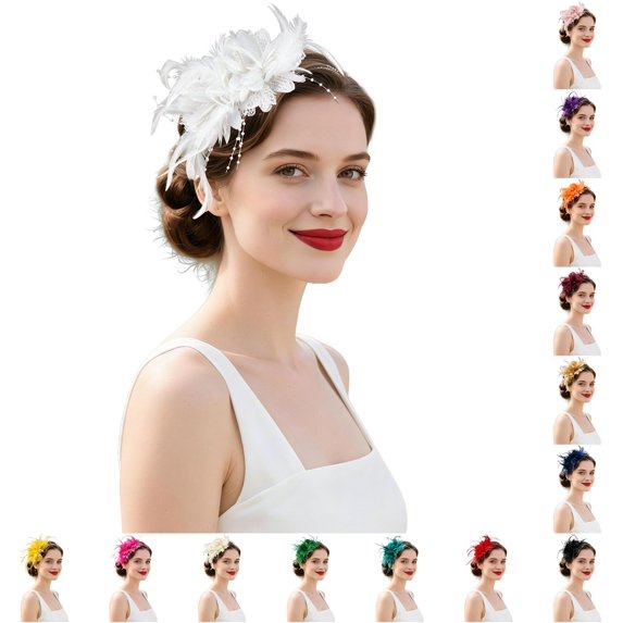 DHFJKG Women Flower Headband, Beaded Lace Tea Party Headpiece, Hair Accessory For Wedding Halloween