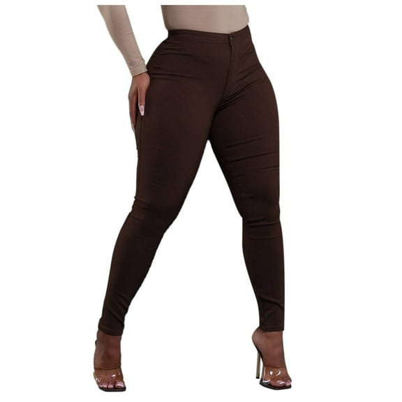 DHFJKG Women High Waist Tight Jeans Jeggings Plus Size Skinny Stretch Solid Color Denim Pants Trendy Trousers