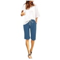 thumbnail image 1 of DHFJKG Women Knee Length Shorts Summer Lightweight High Waisted Casual Drawstring Beach Workout Shorts With Pockets Solid Color Comfortable Bottoms, 1 of 8