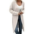 thumbnail image 1 of DHFJKG Women Knit Long Cardigan Sweater Knee-Length Solid Color Open Front Long Sleeve Drop Shoulder With Pocket Coat Fall Winter Soft Cozy Coat, 1 of 4