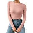 thumbnail image 1 of DHFJKG Women Knit Ribbed Sweater Crewneck Base Top Casual Slim Fit Long Sleeve Solid Color Layering Pullover Autumn Winter Versatile Jumper Tops, 1 of 4