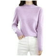thumbnail image 1 of DHFJKG Women Knit Sweater Half Turtleneck Classic Fit Solid Color Pullover Sweater For Autumn Winter Long Sleeve Mockneck Lightweight Comfort Tops, 1 of 5