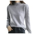 thumbnail image 1 of DHFJKG Women Knit Sweater Half Turtleneck Classic Fit Solid Color Pullover Sweater For Autumn Winter Long Sleeve Mockneck Lightweight Versatile Tops, 1 of 5