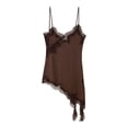 thumbnail image 1 of DHFJKG Women Lace Trim Nightgown Spaghetti Strap Cami Sleeveless Chemise Sleepwear Sleep Dress Asymmetrical Trendy Nightdress, 1 of 2