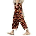 thumbnail image 1 of DHFJKG Women Linen Capri Pants Leopard Printed Summer Lightweight Loose Fit Casual Drawstring Beach Pants Stylish Trousers, 1 of 5