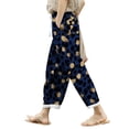 thumbnail image 1 of DHFJKG Women Linen Capri Pants Leopard Printed Summer Lightweight Loose Fit Casual Drawstring Beach Pants Versatile Trousers, 1 of 5