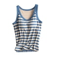 thumbnail image 1 of DHFJKG Women Ribbed Camisole With Built In Bra Striped Tank Top Scoop Neck Fitness Summer Workout Clothes Casual Daily Wear Sleeveless Soft Tops, 1 of 6