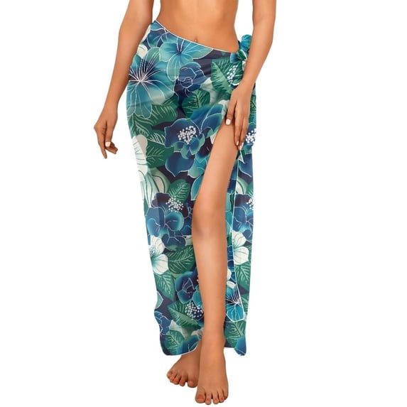 DHFJKG Women Sarong Swimsuit Coverups Chiffon Long Bikini Wraps Sheer Beach Bathing Suit Cover Up