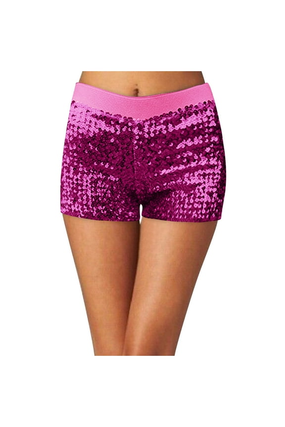 Women Sequins Shorts Disco Hot Pants Shiny Glitter Jazz Mini Shorts Stretchy Summer Nightclub Wear Comfortable Bottoms