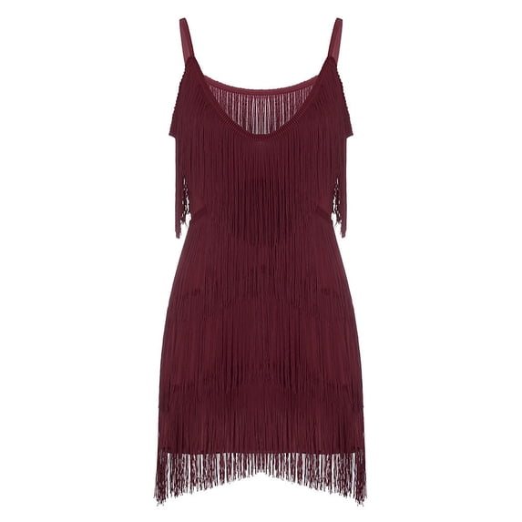 DHFJKG Women Sexy Deep V Neck Backless Dresses Latin Dance Summer Tassel Club Party Prom Mini Spaghetti Strap Dress Versatile Dresses