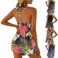 thumbnail image 1 of DHFJKG Women Sleeveless Rompers Summer Hawaiian Halter Backless Tropical Printed Elastic Waistband Casual Beach Vacation Outfits, 1 of 8