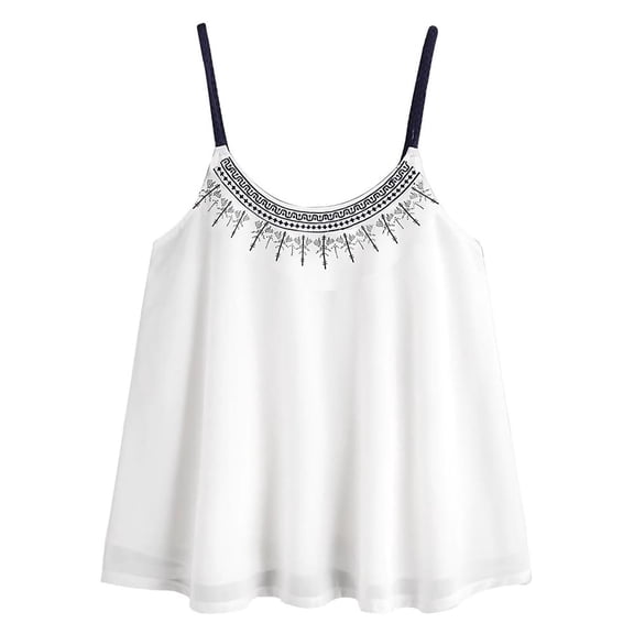 DHFJKG Women Sleeveless Tank Top Floral Boho Chiffon Cami Shirt Flowy Hem Spaghetti Strap Summer Beach Vacation Clothes Versatile Tops