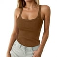 thumbnail image 1 of DHFJKG Women Spaghetti Strap Ribbed Tank Tops Slim Fitted Solid Color Camisole Basic Sleeveless Layering Shirts Stylish Top, 1 of 4
